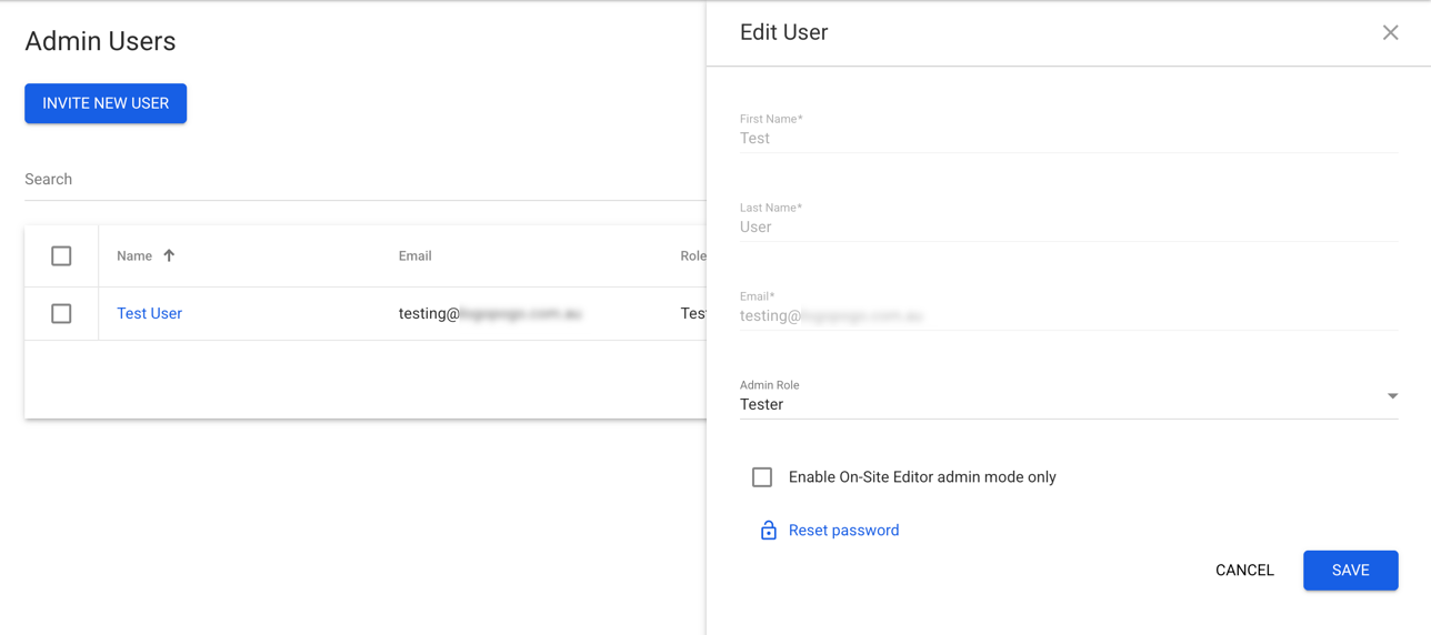 Add/Edit Admin User Settings