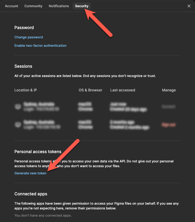 Figma Settings - Security