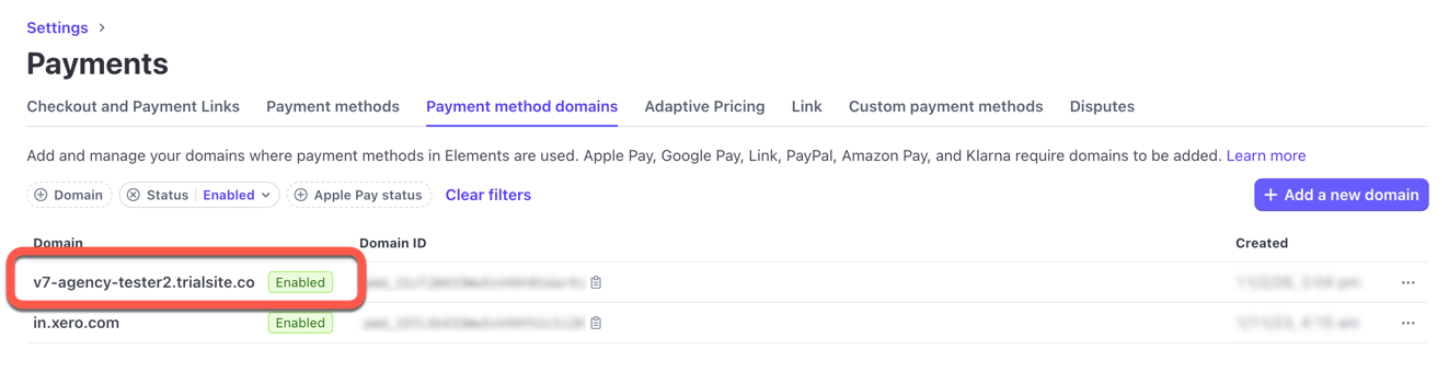 Stripe Elements - Add Domains