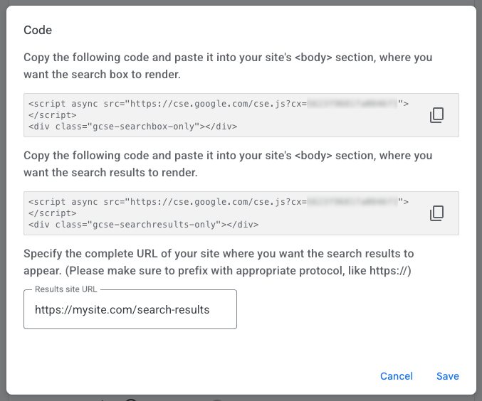 Google Search Install Code